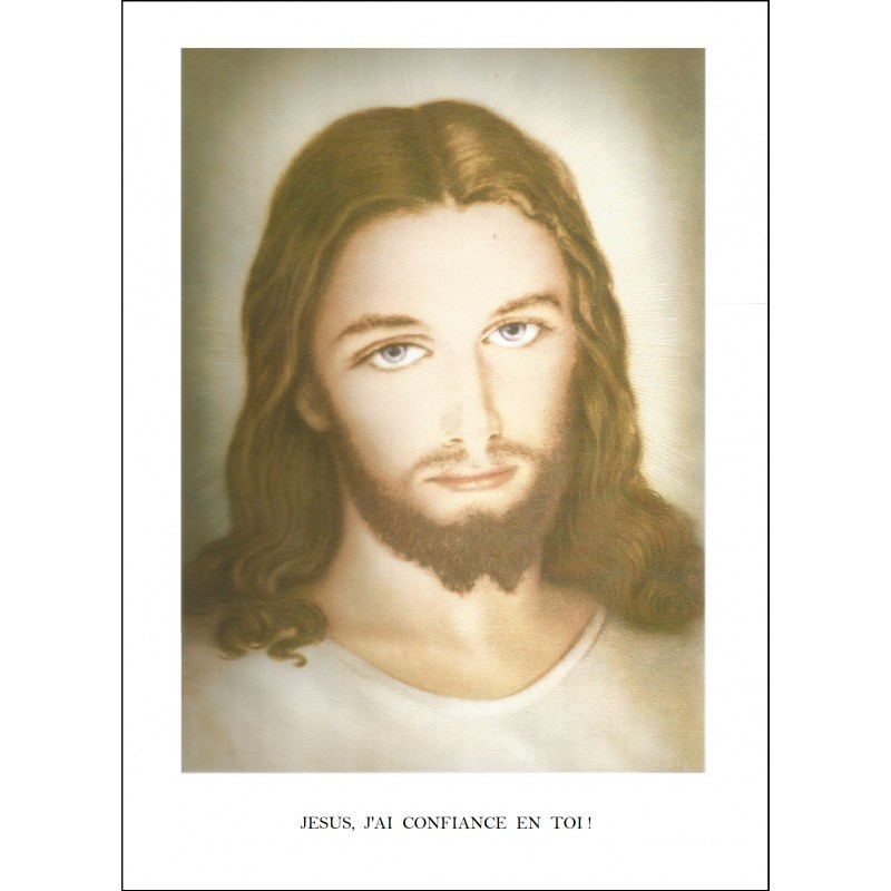 Poster du visage de Jésus, avec l'inscription 'Jésus, j'ai confiance en Toi'